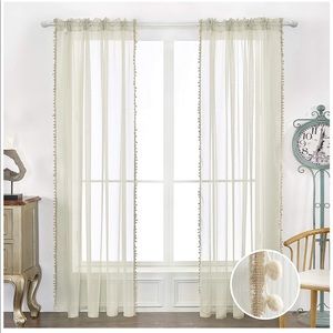 Tasseled Sheer Curtain (52x63 inch)